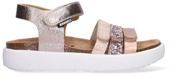 Braqeez 426420-796 Platte Sandalen Roze Leer Klittenband Kinderen Maat 35