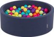 KiddyMoon Ballenbak voor kinderen Rond 90x30cm - 300 kleurrijke ballen ∅7cm - Met schuimvulling - Blauw: Lichtgroen Geel Turkoois Oranje Donkerroze Violet
