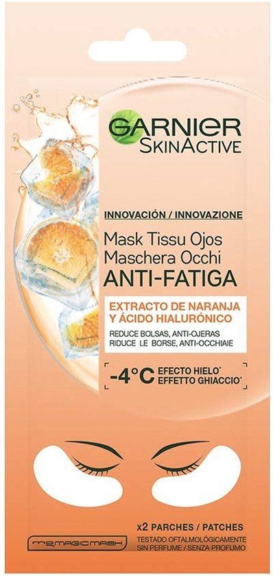 Garnier Skin Active Mask Tissue Mascarilla De Tela Contorno De Ojos Anti-Fatiga Y Anti-Ojeras Con Ácido Hialurónico Y Extracto De Naranja Gezondheid en persoonlijke verzorging