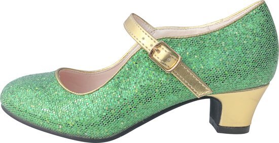 Spaansejurk NL Anna Prinsessen schoenen groen goud Spaanse schoenen - maat 26 binnenmaat 17 cm bij jurk