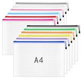 Plastic Portefeuilles A4 Zip Portefeuilles - 12 STKS Plastic Mappen Zip Lock Zakken A4 Zip Map Document Portemonnee Rits File Zakken voor Huishoudelijke Bills, Ontvangsten, Belangrijk