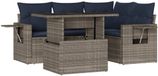 vidaXL Ensemble de banc de jardin 5 pièces avec coussins, gris, polyrotin