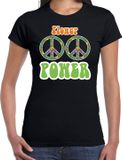 Bellatio Decorations Shoppartners Bv Jaren 60 Flower Power verkleed shirt zwart met peace tekens dames - Sixties/jaren 60 kleding M