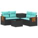 vidaXL - Bankstel - 6 - st - Zwart - en - Blauw - Poly - Rattan - en - Staal