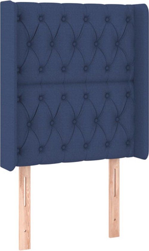 vidaXL Hoofdbord met randen 83x16x118/128 cm stof blauw