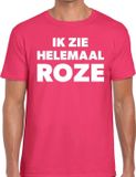 Bellatio Decorations Shoppartners Bv Ik zie helemaal roze - tekst t-shirt - roze - voor heren - verkleedkleding - kleuren fun M