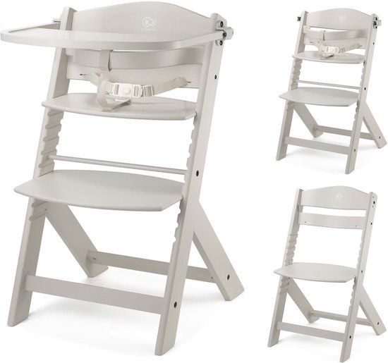 Kinderkraft ENOCK - Houten Kinderstoel 3-in-1 - Hoge babystoel - Hoogte verstelbaar - Beige