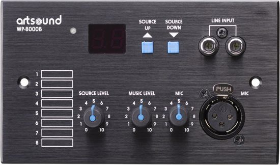 Artsound WP-8000B wandpaneel selectie + input incl. backb