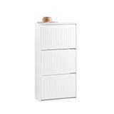 SoBuy Schoenenkast met 3 Flappen, Schoenencommode, Schoenenrek, Schoenenkist, Gangkast, Opbergkast voor Schoenen, voor Inkomhal, Woonkamer, Slaapkamer, LBH 61x26x120 cm, Wit, FSR165-H-W