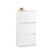 SoBuy Schoenenkast met 3 Flappen, Schoenencommode, Schoenenrek, Schoenenkist, Gangkast, Opbergkast voor Schoenen, voor Inkomhal, Woonkamer, Slaapkamer, LBH 61x26x120 cm, Wit, FSR165-H-W