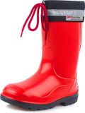 Ladeheid Kinder Regenlaarzen - Rubber - Hoog met Veters - PVC - Waterdicht – Rood Zwart – 31