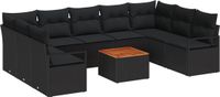 vidaXL Tuinbank Set 10-delig Zwart Polyrattan