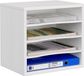 EasyPAG Organiseur de bureau en bois à 4 compartiments, format A4, pour documents, tiroir d'archives, porte-magazines, bac à courrier, organisateur de papiers et magazines, blanc