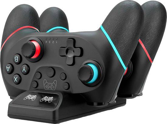 Octronic Pro Controller Set - 2 x bluetooth game controller met oplaadstation - geschikt voor Nintendo Switch - zwart