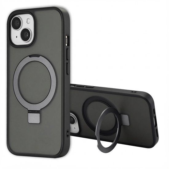 Accezz Ring Stand Backcover met MagSafe voor de Apple iPhone 15 - Zwart