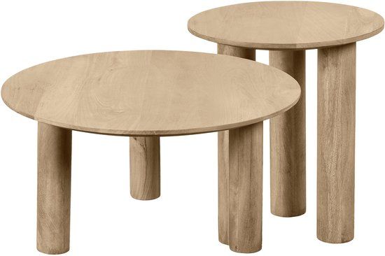 Lewis & Loft Salontafels Lian - Mangohout - Rond - Naturel - Set van 2