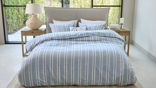Riviera Maison Rivièra Maison Silvan dekbedovertrek Lits-Jumeaux Blauw Katoen Gestreept 240 x 200/220 cm