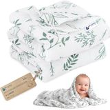 Medi Partners Mousseline Babydeken 60x75cm Mousseline Deken voor Pasgeborenen - Dunne Zachte Knuffeldeken Zomerdeken Voor Peuters Speelmat Wieg Kinderwagen (Olijfblad)
