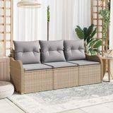 Maison Exclusive Set de trois coussins de banc de jardin, beige, en polyrotin
