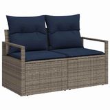 vidaXL Tuinbank met kussen 120 x 62 x 69 cm polyrattan Grijs