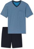 Schiesser heren shortama katoen - Comfort nightwear - 52 - Blauw