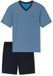 Schiesser heren shortama katoen - Comfort nightwear - 52 - Blauw