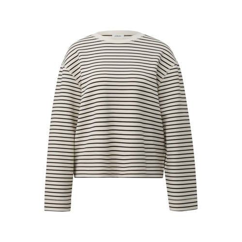 s.Oliver Curve gestreepte trui Plus Size - ecru