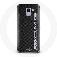 Maniacase Hoesje voor Samsung Galaxy A6 2018 Amg Logo Carbon Textuur