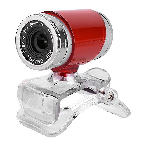 YWBL-WH HD webcamera, clip-on 360 graden USB 12 megapixel HD webcam webcamera met ingebouwde geluidsabsorptiemicrofoon(Rood + zilver)
