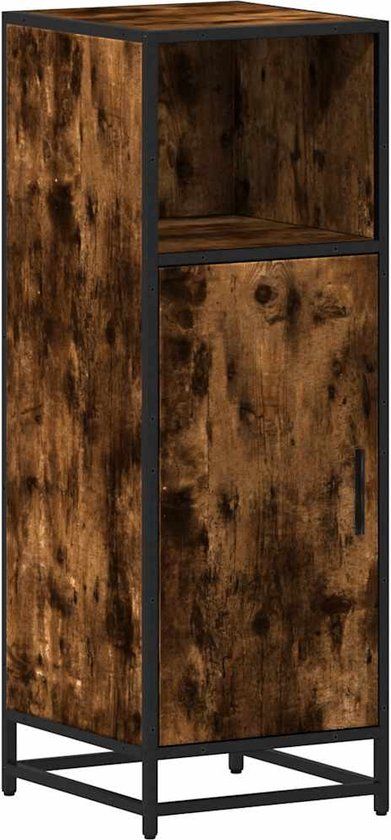vidaXL Badkamerkast 35x37,5x100 cm bewerkt hout gerookt eikenkleurig