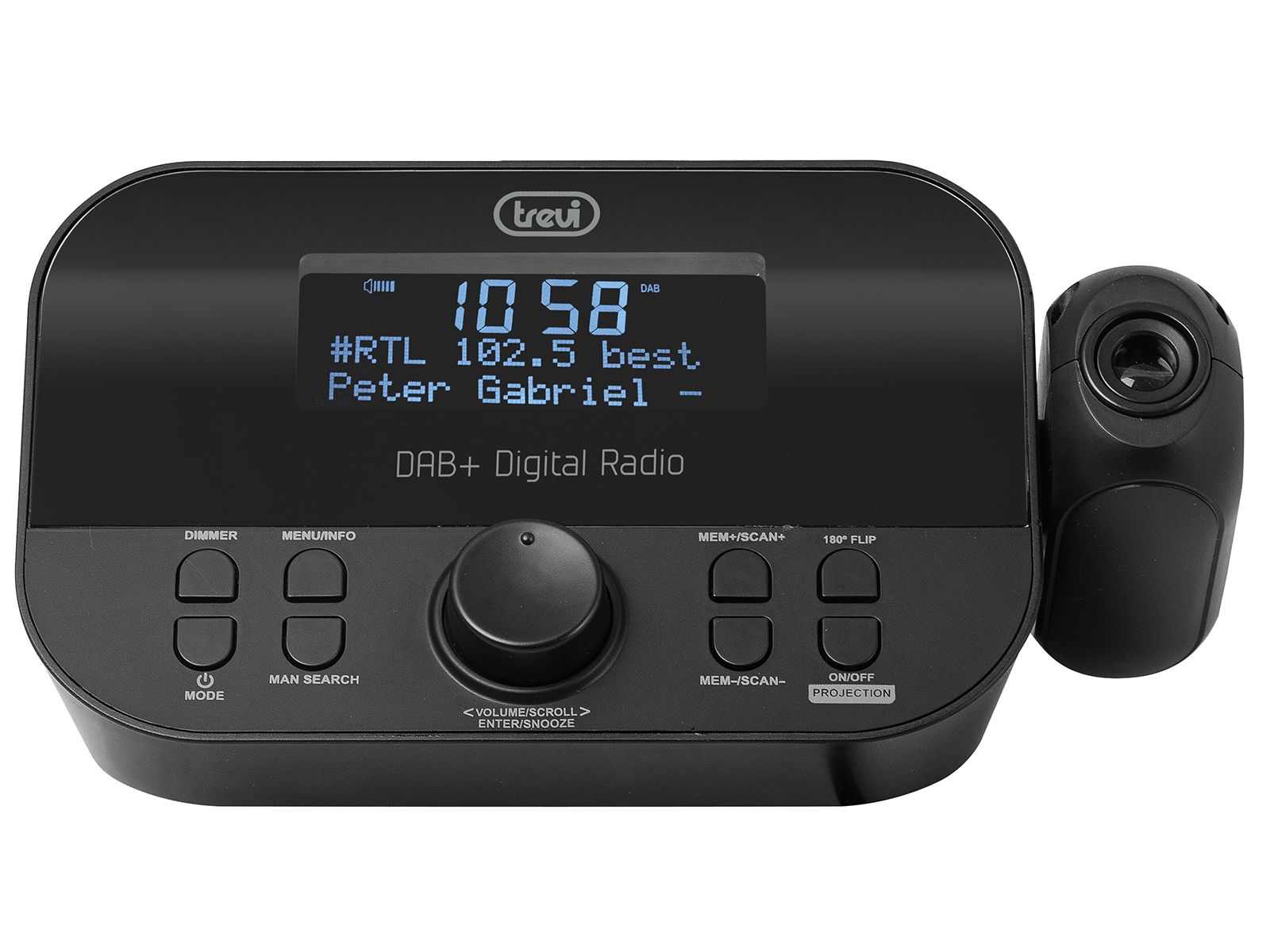 Trevi RC 85D8 - Digitale Wekkerradio met DAB/DAB+ en Tijd Projectie - Zwart