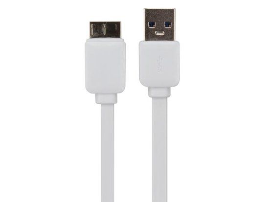 Velleman USB 3.0 naar Micro USB 3.0 Platte Kabel - Wit - 1 m