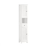 SoBuy Badkamer Kolomkast, Hoge Opbergkast, Badkamerkast met Lade en Planken, Badkamerrek – Wit, 32x30x170cm, FRG236-W