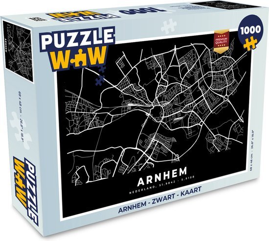 MuchoWow Puzzel Arnhem - Zwart - Kaart - Legpuzzel - Puzzel 1000 stukjes volwassenen