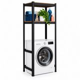 Merkloos Relaxdays Wasmachine rek - 150x70x40 cm - 400 kg - zwart-bruin