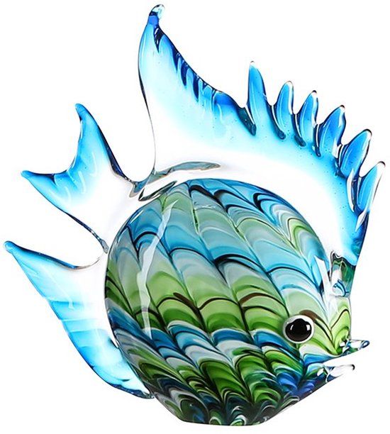 Gilde handwerk Decoratie beeld object Vis Glazen sculptuur "Fun Fish" H 28 cm B 31 cm