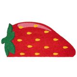 Fisura Deurmat voor de entree "aardbeien" van kokosvezel met antislip onderkant van pvc, binnenmat, rood, handbeschilderd, tapijt voor de entree met grappige vorm, 70 x 40 cm