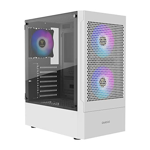 Boitier GAMDIAS Talos E3 Mesh RGB Midtower ATX-behuizing met glazen panelen (wit)