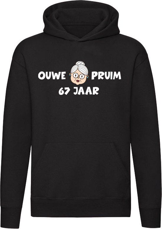 Sol's Ouwe pruim 67 jaar Hoodie - Zwart - Unisex - 5XL