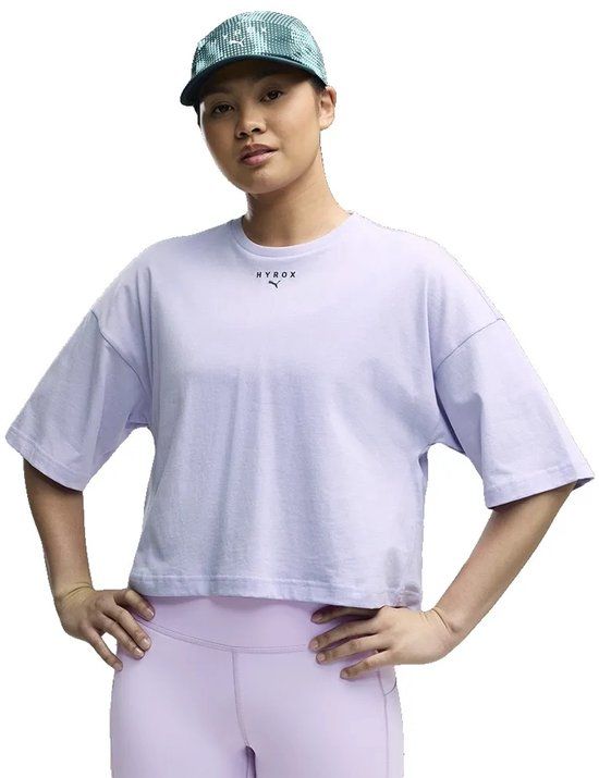 Puma X Hyrox Cropped Lifestyle T-shirt Korte Mouwen Vrouw S Licht Lavendel Katoen