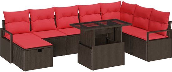 vidaXL - Tuinbank - Set - 2 zitplekken - Bruin - Polyrattan