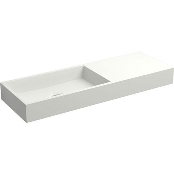 Clou Mini Wash Me fontein met kraangat rechts aluite B56xH6xD19cm - Wit