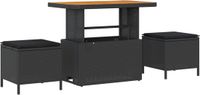 vidaXL Tuin Eettafel Set 3 st Zwart polyrotan