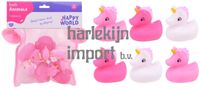 Johntoy Happy World eenhoorn flamingo badspeelgoed 6 stuks multicolor