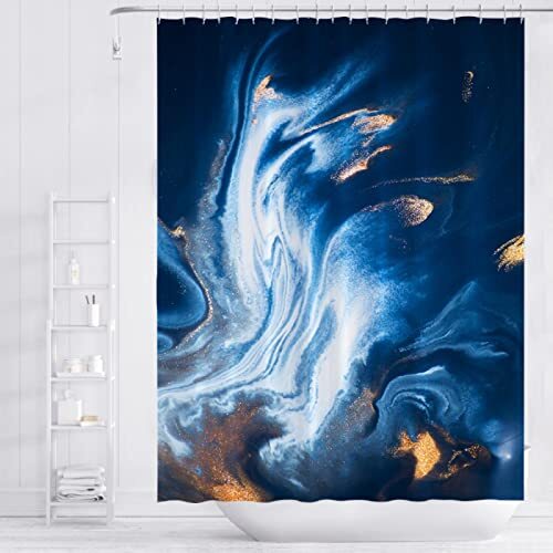 YTITILUCK Nordic Gradiënt Marmeren Douchegordijn Blauw Goud 3D Printing