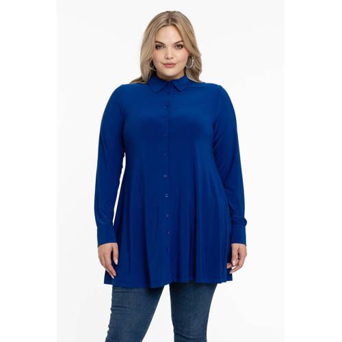 Yoek blouse DOLCE - blauw - travelstof