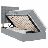 vidaXL Opbergbed met matras, lichtgrijs, 90 x 200 cm, stof
