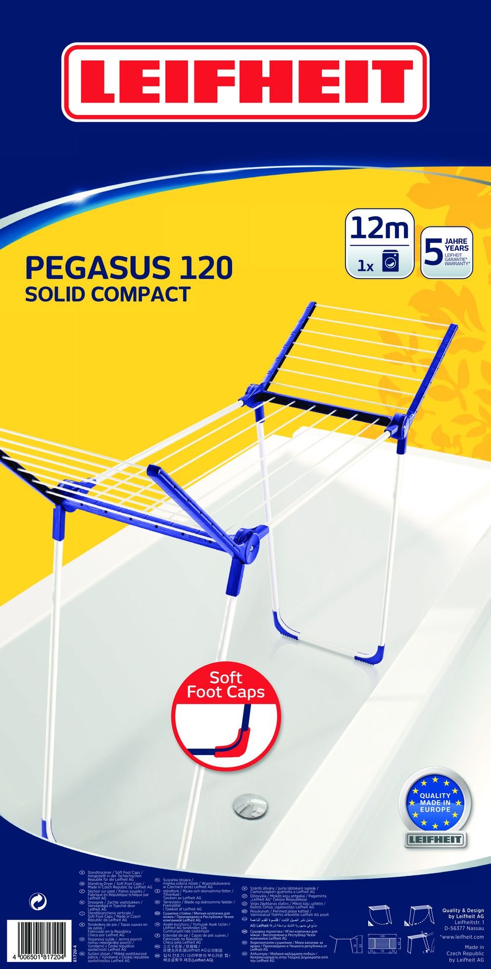 Leifheit Pegasus 120 Solid Compact Staand Droogrek - Blauw/Wit