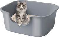 Merkloos Grijze open kattenbak met hoge zijwanden en lage instap, 47 x 40 x 20 cm