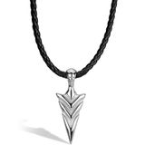 SERASAR Lederen Halsband Man [Arrow] - Zilver 60cm